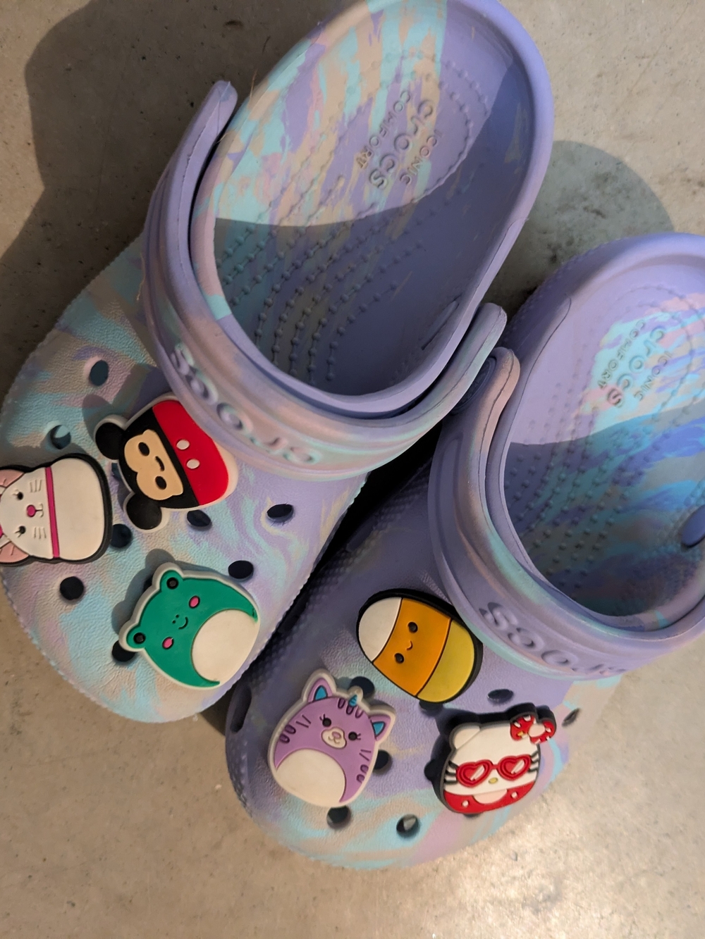CROCS Kids' Lavender Tie-Dye Classic Clog with Charm Accents Size C9